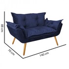 Kit 2 Poltronas E Namoradeira Opala Suede Azul Marinho