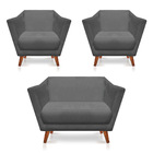 Kit 2 Poltronas E Namoradeira Pérsia Suede Pés Chanfrado Cast