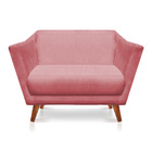 Kit 2 Poltronas E Namoradeira Pérsia Suede Rosê Pés Chanfrado