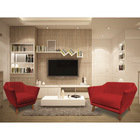 Kit 2 Poltronas E Namoradeira Pérsia Suede Vermelho Pés Chanf