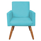 Kit 2 Poltronas E Puff Banqueta Redonda Nina Suede Azul Turqu