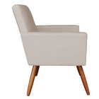 Kit 2 Poltronas E Puff Banqueta Redonda Nina Suede Pés Palito