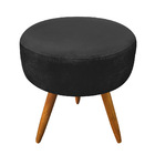 Kit 2 Poltronas E Puff Banqueta Redonda Nina Suede Preto Pés