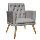 Kit 2 Poltronas E Puff Redondo Maria Capitonê Pé Palito Corin