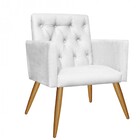 Kit 2 Poltronas E Puff Redondo Nina Capitonê Pé Palito Corino