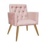 Kit 2 Poltronas E Puff Redondo Nina Capitonê Pé Palito Suede