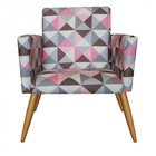 Kit 2 Poltronas E Puff Redondo Nina Decorativa Pé Palito Triâ