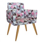 Kit 2 Poltronas E Puff Redondo Nina Decorativa Pé Palito Triâ