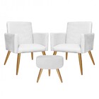 Kit 2 Poltronas E Puff Redondo Nina Decorativo Pé Palito Cori