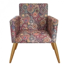 Kit 2 Poltronas E Puff Redondo Nina Pé Palito Recepção Mosaic