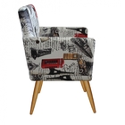 Kit 2 Poltronas E Puff Redondo Nina Rodapé Pé Palito Recepção