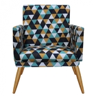 Kit 2 Poltronas E Puff Redondo Nina Rodapé Pé Palito Recepção