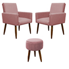 Kit 2 Poltronas E Puff Redondo Repecção Nina Suede Herrero Ve