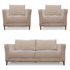 Kit 2 Poltronas E Sofá Living 2 Lugares 1 70m Vega Linho Arei