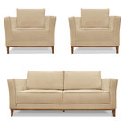 Kit 2 Poltronas E Sofá Living 2 Lugares 1 70m Vega Linho Pés