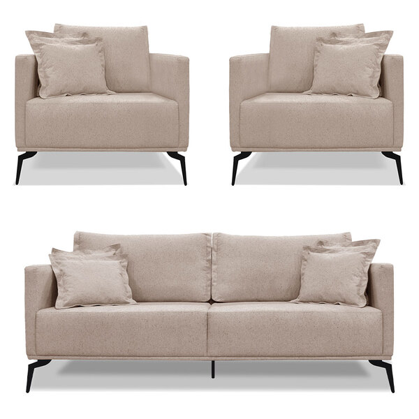 Kit 2 Poltronas E Sofá Living 2 Lugares 1 80m Sirius Linho Ar