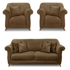 Kit 2 Poltronas E Sofá Living 2 Lugares 1 80m Vênus Suede Car