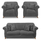 Kit 2 Poltronas E Sofá Living 2 Lugares 1 80m Vênus Suede Pés