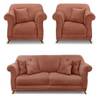 Kit 2 Poltronas E Sofá Living 2 Lugares 1 80m Vênus Veludo Pé