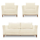 Kit 2 Poltronas E Sofá Living 2 Lugares 1 90m Vega Linho Bege