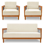 Kit 2 Poltronas E Sofá Living 2 Lugares Marilia 1 60m Linho B