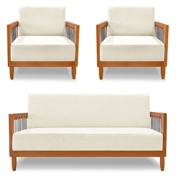 Kit 2 Poltronas E Sofá Living 2 Lugares Marilia 1 60m Linho N