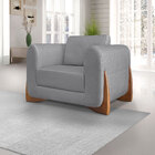 Kit 2 Poltronas E Sofá Living 3 Lugares 2 00m Lottus Linho Pé