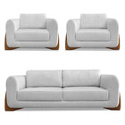 Kit 2 Poltronas E Sofá Living 3 Lugares 2 00m Lottus Linho Pé