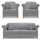 Kit 2 Poltronas E Sofá Living 3 Lugares 2 00m Vênus Linho Gra