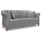 Kit 2 Poltronas E Sofá Living 3 Lugares 2 00m Vênus Linho Pés