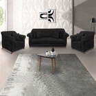 Kit 2 Poltronas E Sofá Living 3 Lugares 2 00m Vênus Suede Pés