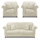 Kit 2 Poltronas E Sofá Living 3 Lugares 2 00m Vênus Veludo Pé