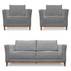 Kit 2 Poltronas E Sofá Living 3 Lugares 2 10m Vega Linho Graf