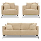 Kit 2 Poltronas E Sofá Living 3 Lugares 2 20m Sirius Linho Pé