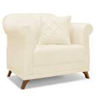 Kit 2 Poltronas E Sofá Living 3 Lugares 2 20m Vênus Linho Pés