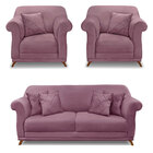 Kit 2 Poltronas E Sofá Living 3 Lugares 2 20m Vênus Veludo Pé