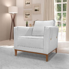 Kit 2 Poltronas E Sofá Living 3 Lugares 2 30m Vega Linho Cinz