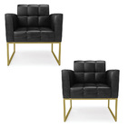 Kit 2 Poltronas Elisa Corano Base Metálica Industrial Dourado