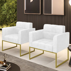 Kit 2 Poltronas Elisa Corano Branco Base Metálica Industrial