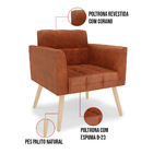 Kit 2 Poltronas Elisa Corano Nozes Pés Palito Natural D03 - D