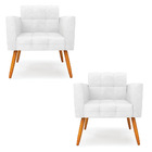 Kit 2 Poltronas Elisa Corano Pés Palito Castanho D03 - D'ross