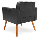 Kit 2 Poltronas Elisa Corano Preto Pés Palito Castanho D03 -