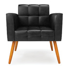 Kit 2 Poltronas Elisa Corano Preto Pés Palito Castanho D03 -