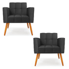 Kit 2 Poltronas Elisa Corino Pés Palito Castanho D03 - D'ross