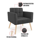 Kit 2 Poltronas Elisa Corino Pés Palito Natural D03 - D'rossi