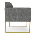 Kit 2 Poltronas Elisa Linho Base Metálica Industrial Dourado