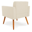 Kit 2 Poltronas Elisa Linho Pés Palito Castanho D03 - D'rossi