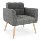 Kit 2 Poltronas Elisa Linho Pés Palito Natural D03 - D'rossi