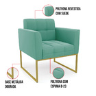 Kit 2 Poltronas Elisa Suede Azul Turquesa Base Metálica Indus