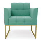 Kit 2 Poltronas Elisa Suede Azul Turquesa Base Metálica Indus